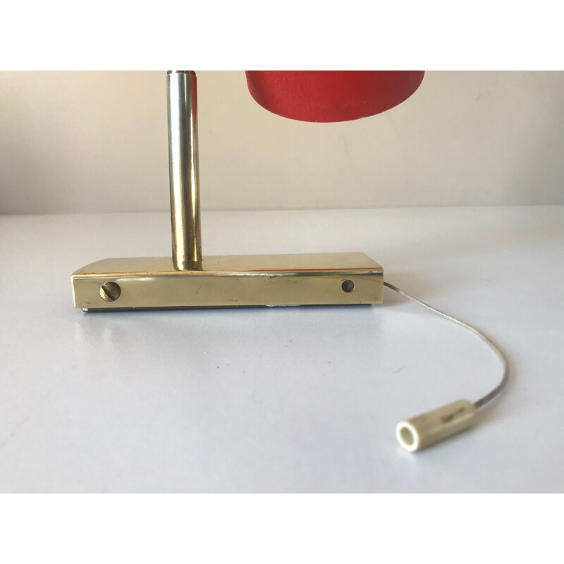 Vintage red wall lamp "pipe" in aluminum and brass