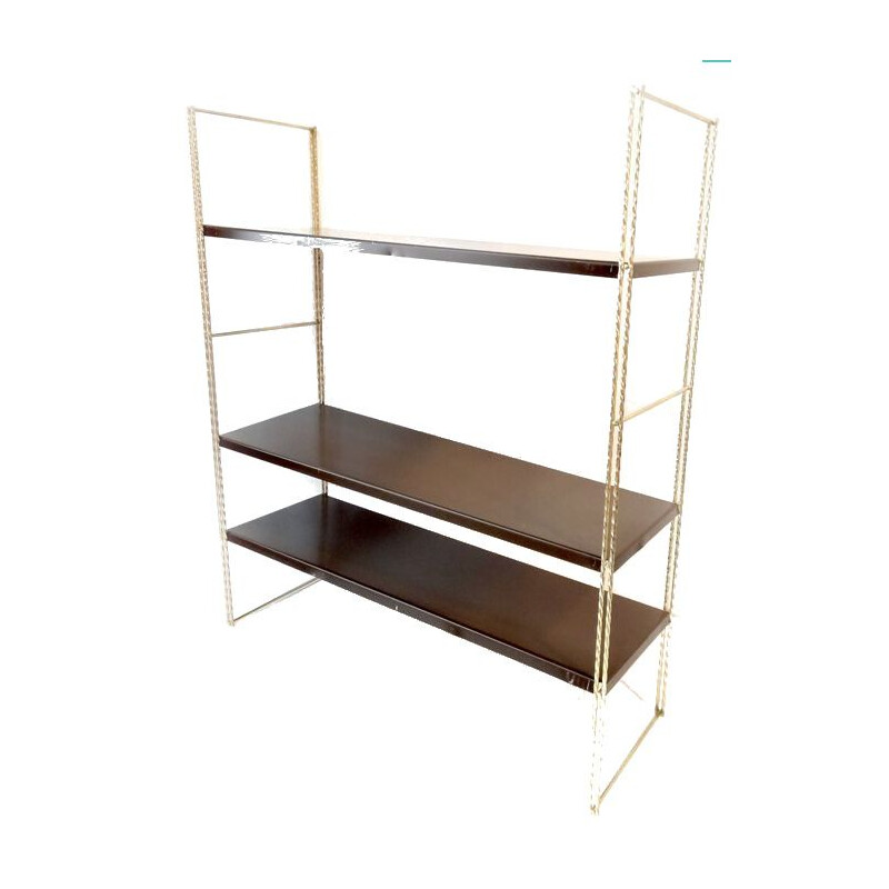 Vintage French shelf system in brown lacquered steel