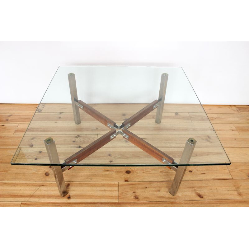 Vintage Scandinavian coffee table in glass