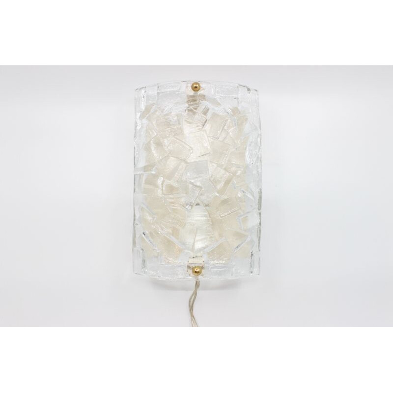 Vintage Danish wall lamp in glass and brass 