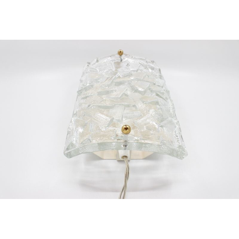 Vintage Danish wall lamp in glass and brass 