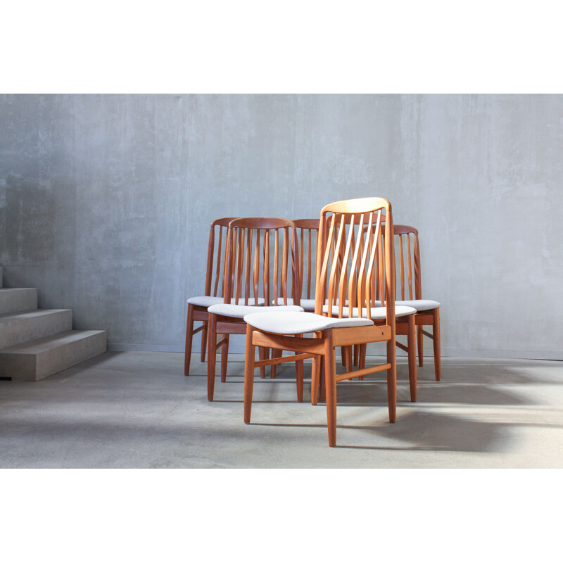 6 Teak Dining Chairs by Benny Linden, 1970s