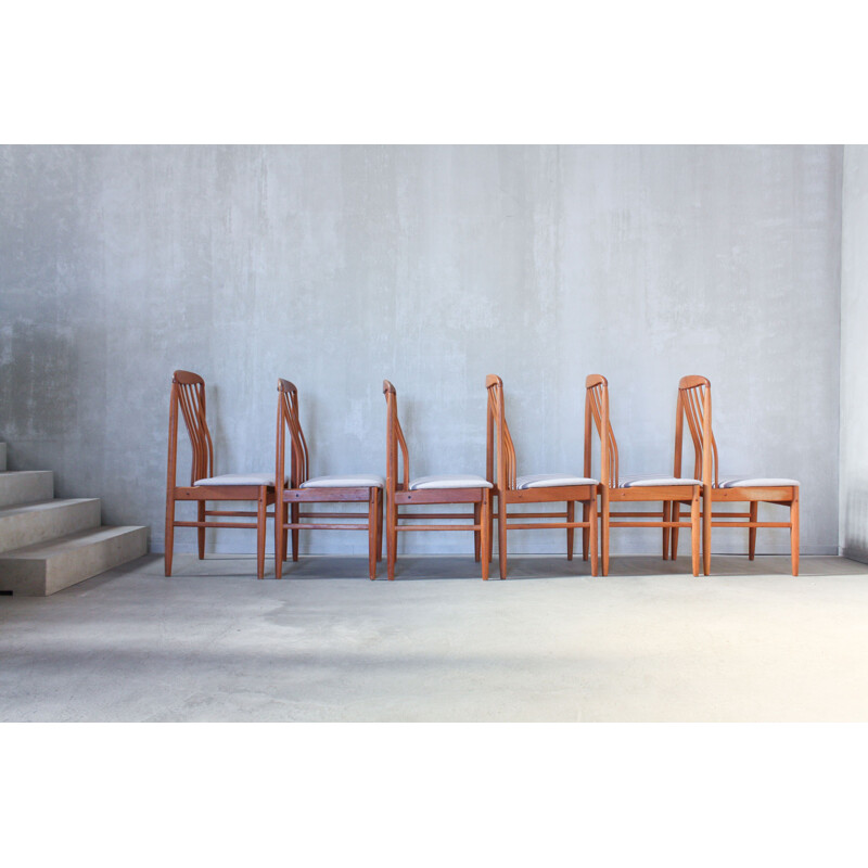 6 Teak Dining Chairs by Benny Linden, 1970s