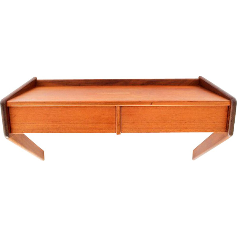 Vintage bedside wall unit in teak by Omann Jun