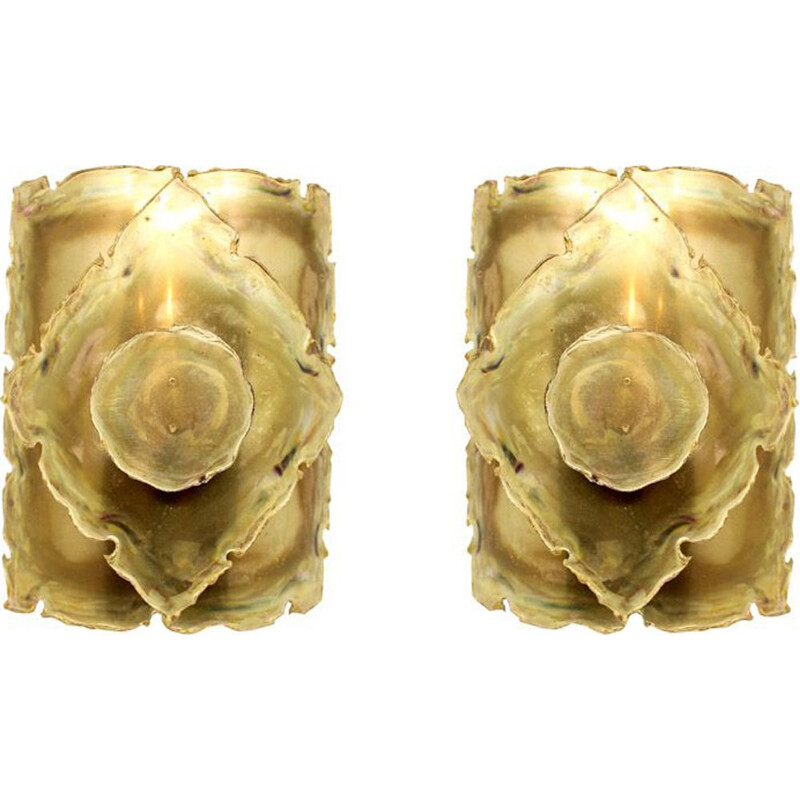 Set of 2 vintage wall lamps in brass by Svend Aage Holm Sørensen
