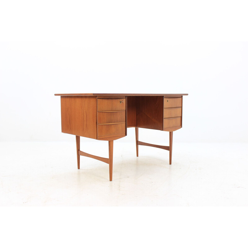 Vintage Danish teak free standing writing desk