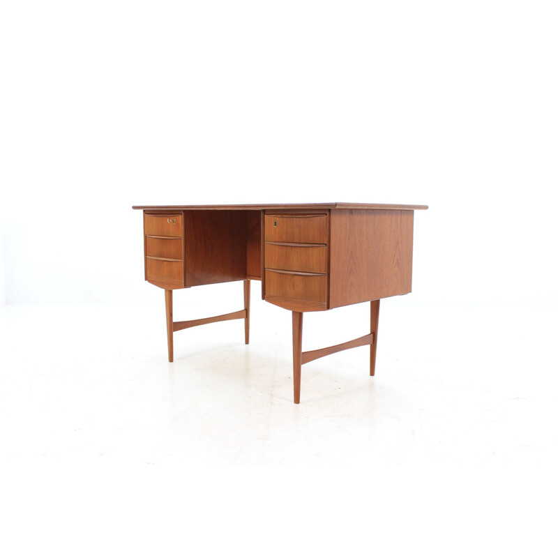 Vintage Danish teak free standing writing desk