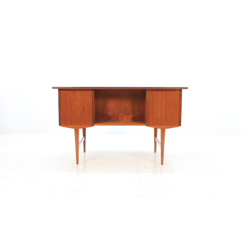 Vintage Danish teak free standing writing desk