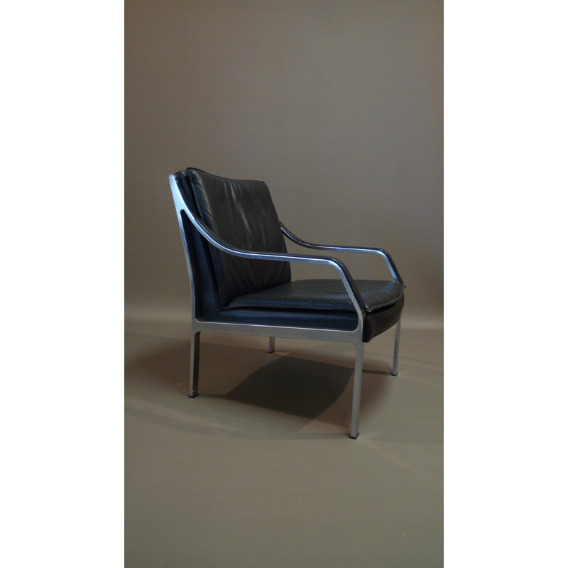Vintage armchair in leather and brushed steel, Preben FABRICIUS and Jorgan KASTHOLM, Walter Knoll edition - 1960s