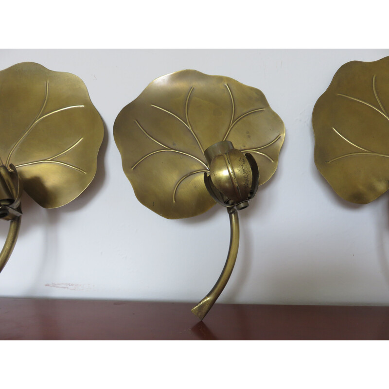 Set of 3 "Nenuphar" sconces in brass