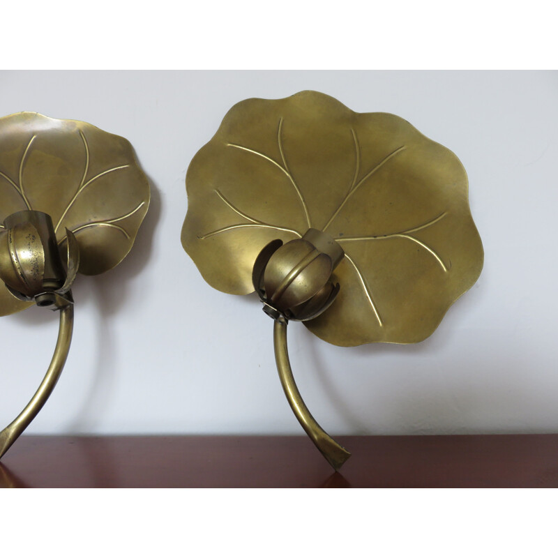 Set of 3 "Nenuphar" sconces in brass