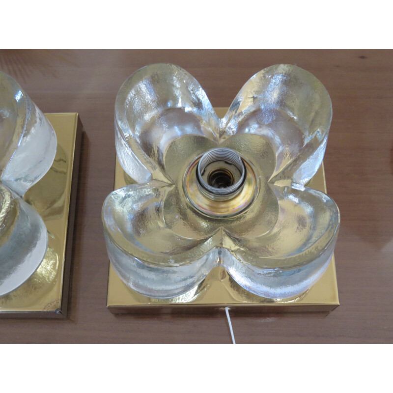 Set of 2 "Flower" wall lamps by J.T. Kalmar for Mazzega