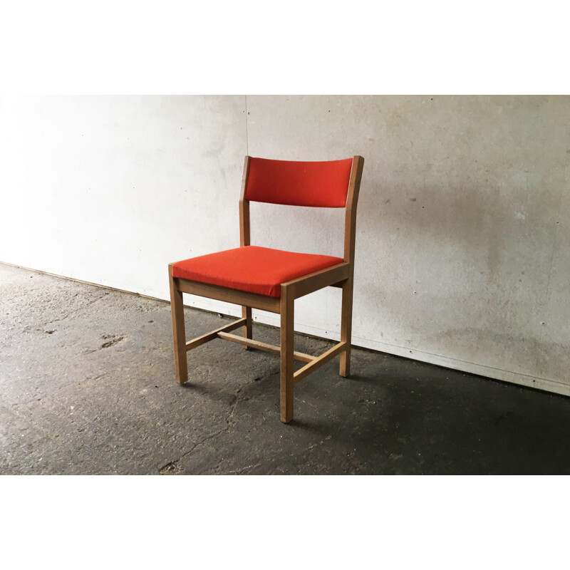 Vintage danish dining table & 4 orange chairs