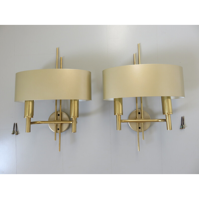 Set of 2 vintage Italian golden wall lamps