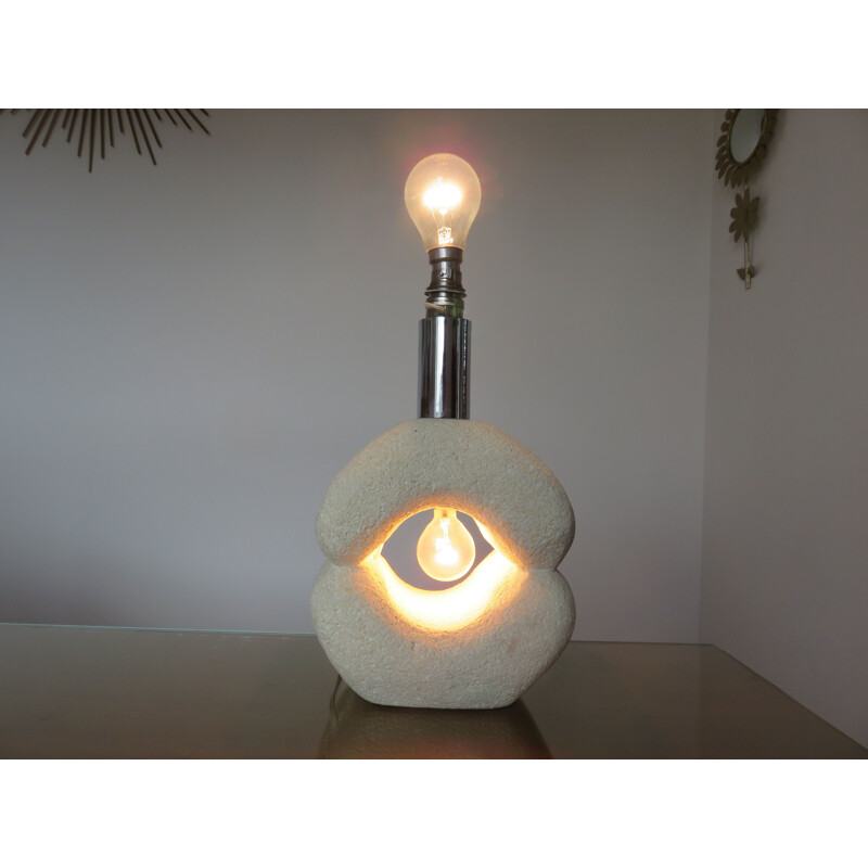 Vintage table lamp in Luberon stone by Albert Tormos