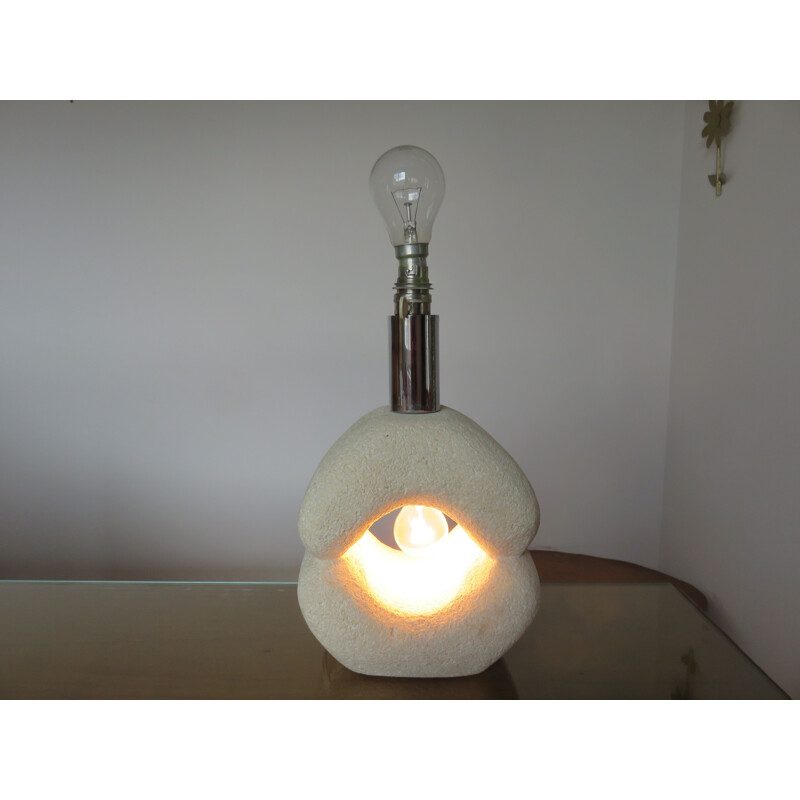 Lampe de table vintage en pierre du Luberon par Albert Tormos
