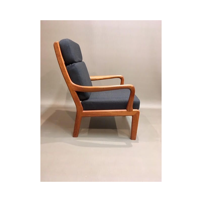 Vintage Scandinavian armchair and ottoman in teak