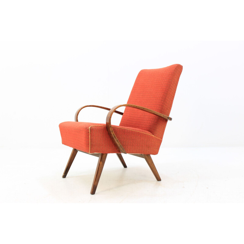 Set of 2 vintage orange armchairs by Jindrich Halabala