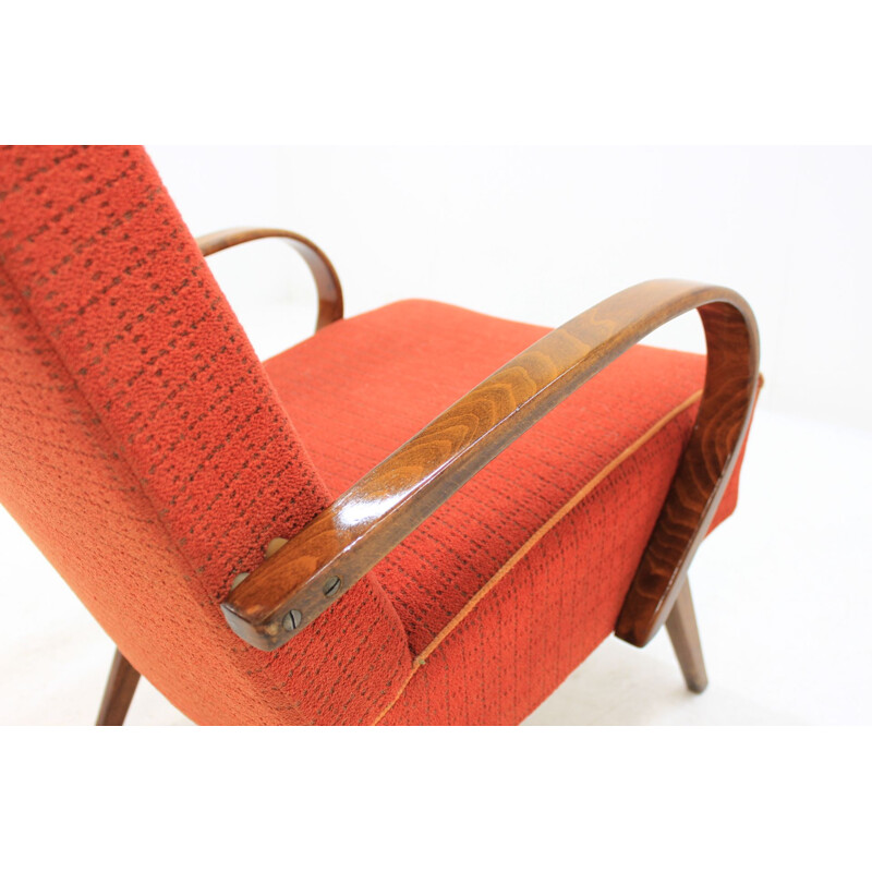 Set of 2 vintage orange armchairs by Jindrich Halabala