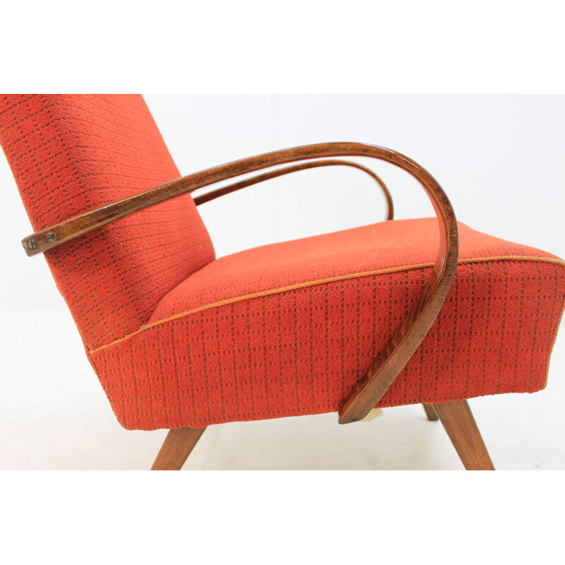 Suite de 2 fauteuils vintage orange par Jindrich Halabala