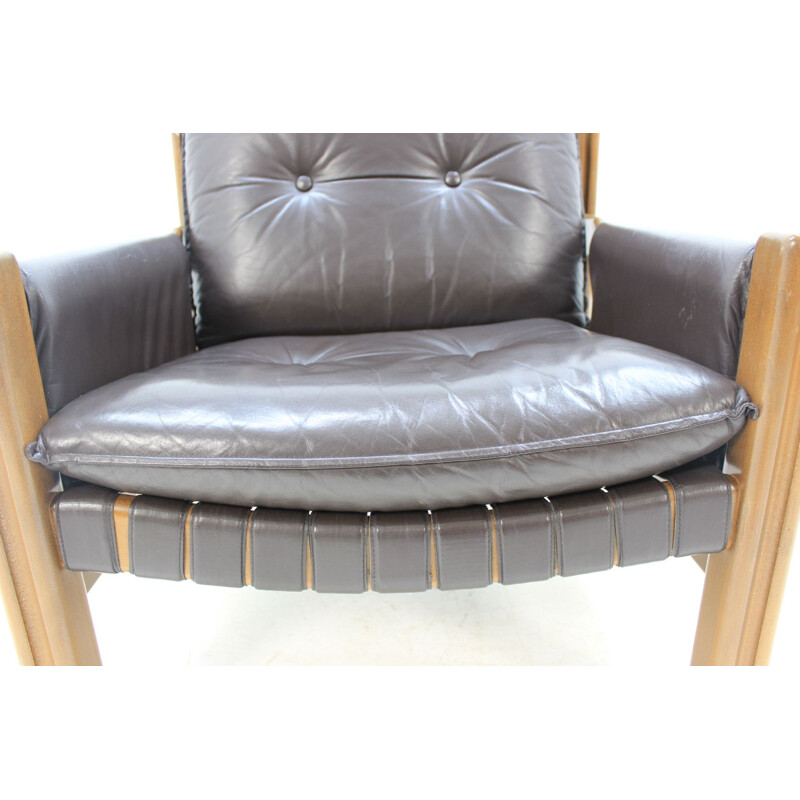 Fauteuil vintage scandinave en cuir