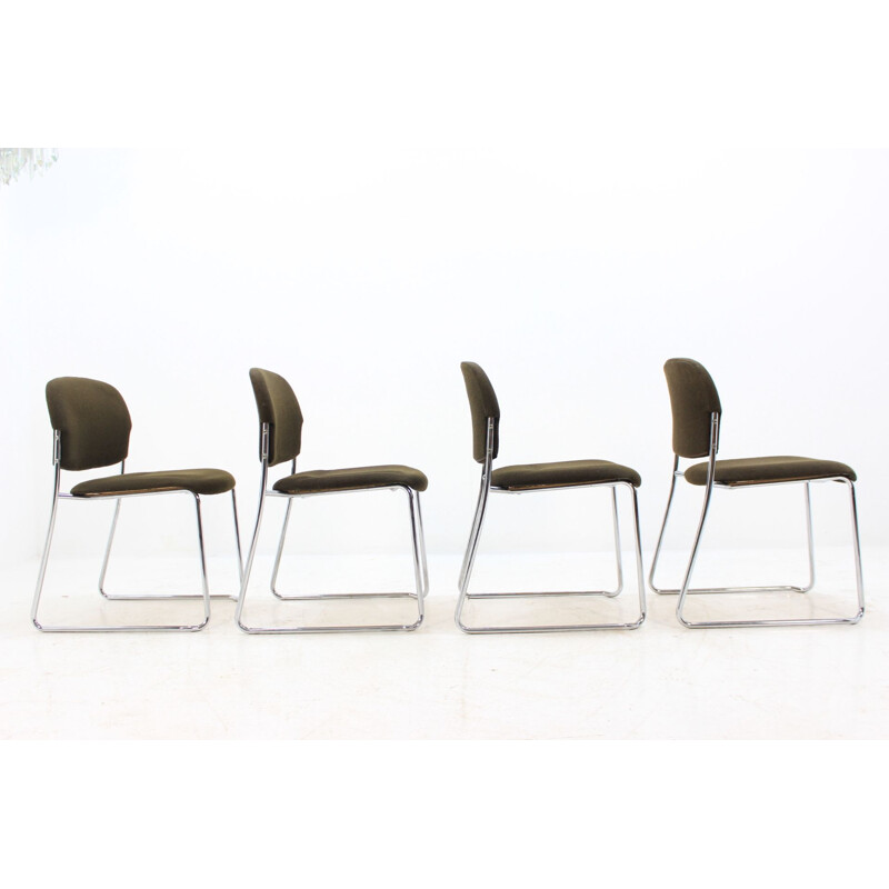 Set of 4 vintage chairs in metal by Gerd Lange for Drabert