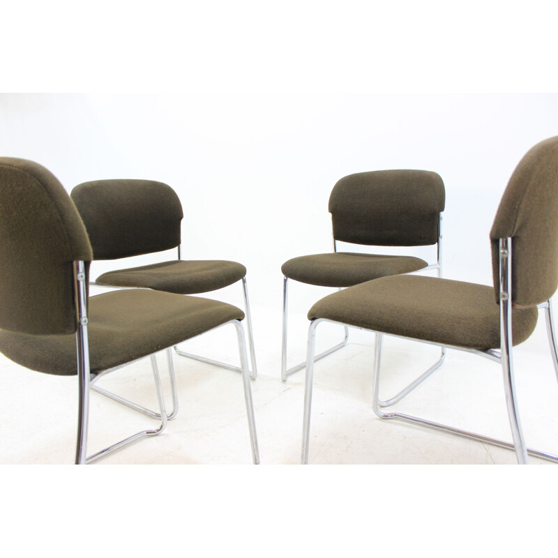 Set of 4 vintage chairs in metal by Gerd Lange for Drabert