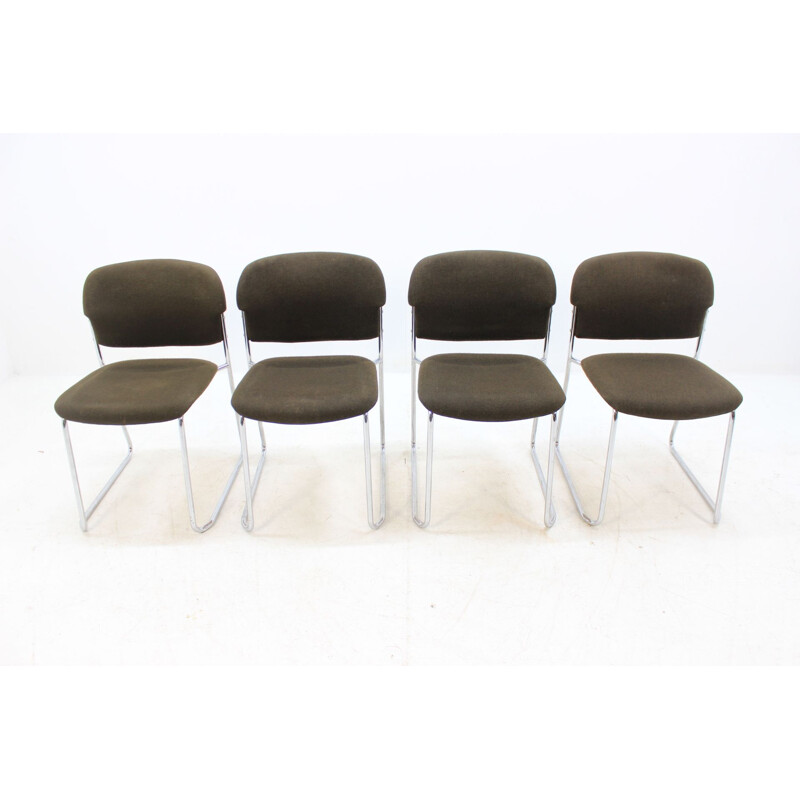 Suite di 4 sedie vintage in metallo di Gerd Lange per Drabert