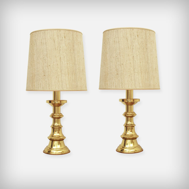 Set of 2 vintage German table lamps in brass by Kaiser Leuchten