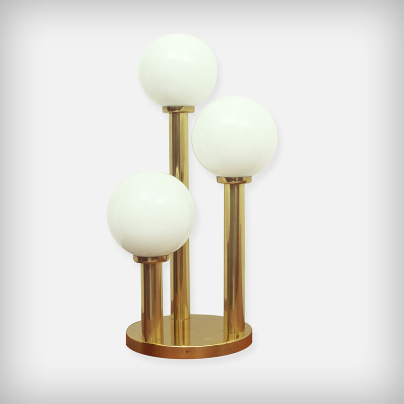 Vintage table lamp in brass and opaline