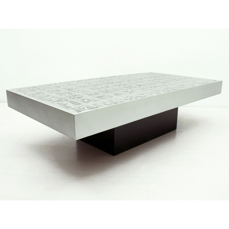 German Coffee Table in Etched Zinc by Bernhard Rohne