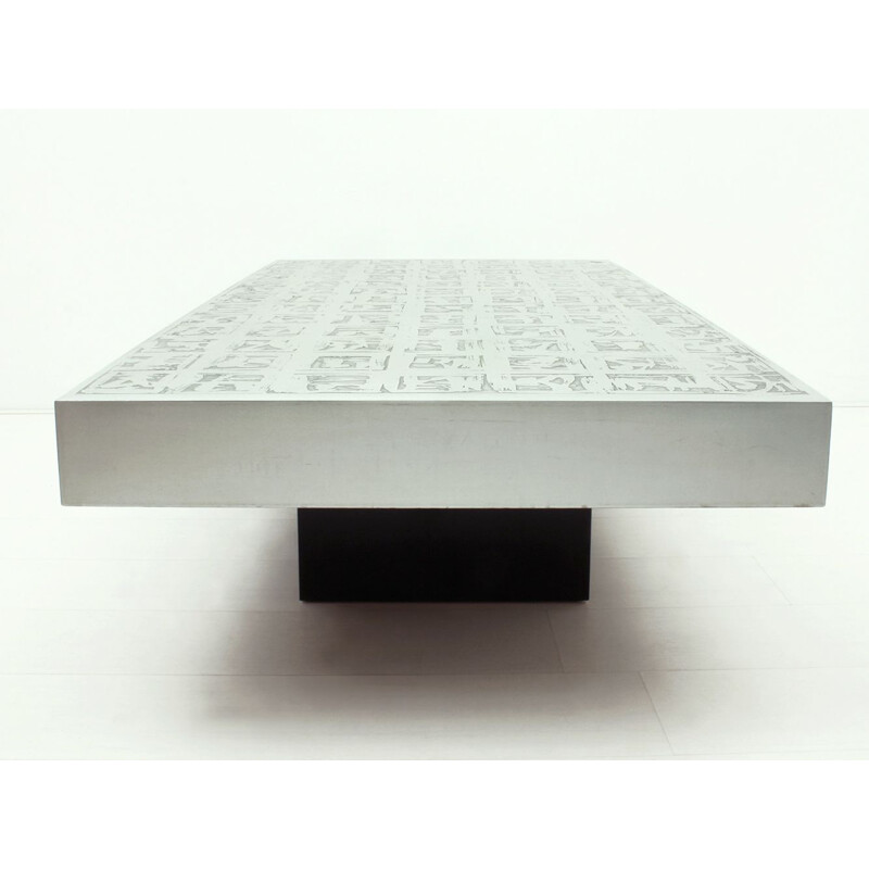 German Coffee Table in Etched Zinc by Bernhard Rohne