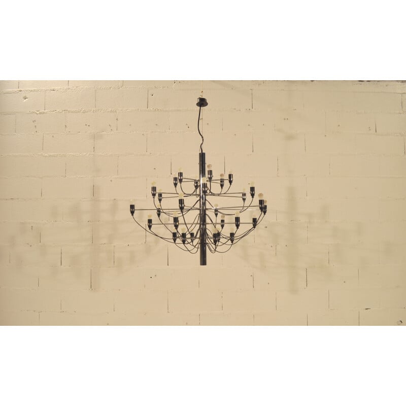 Chandelier in chromed steel and glass model 2097, Gino SARFATTI - 1970s
