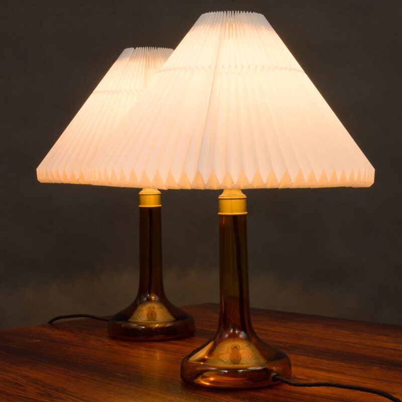 Set of 2 table lamps by  Holmegaard with Le Kilnt shades