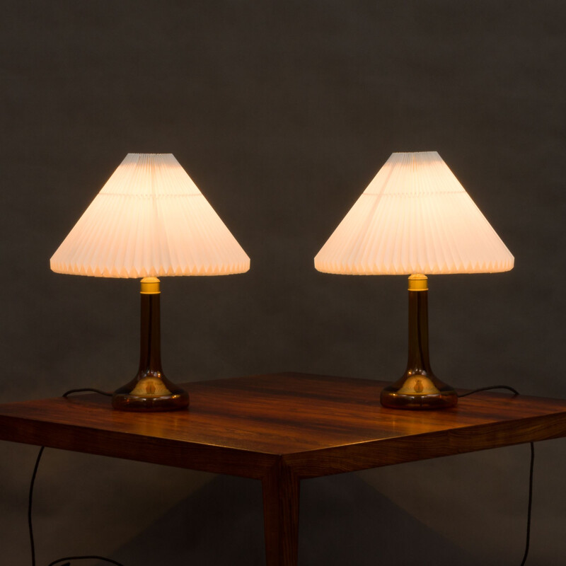 Set of 2 table lamps by  Holmegaard with Le Kilnt shades