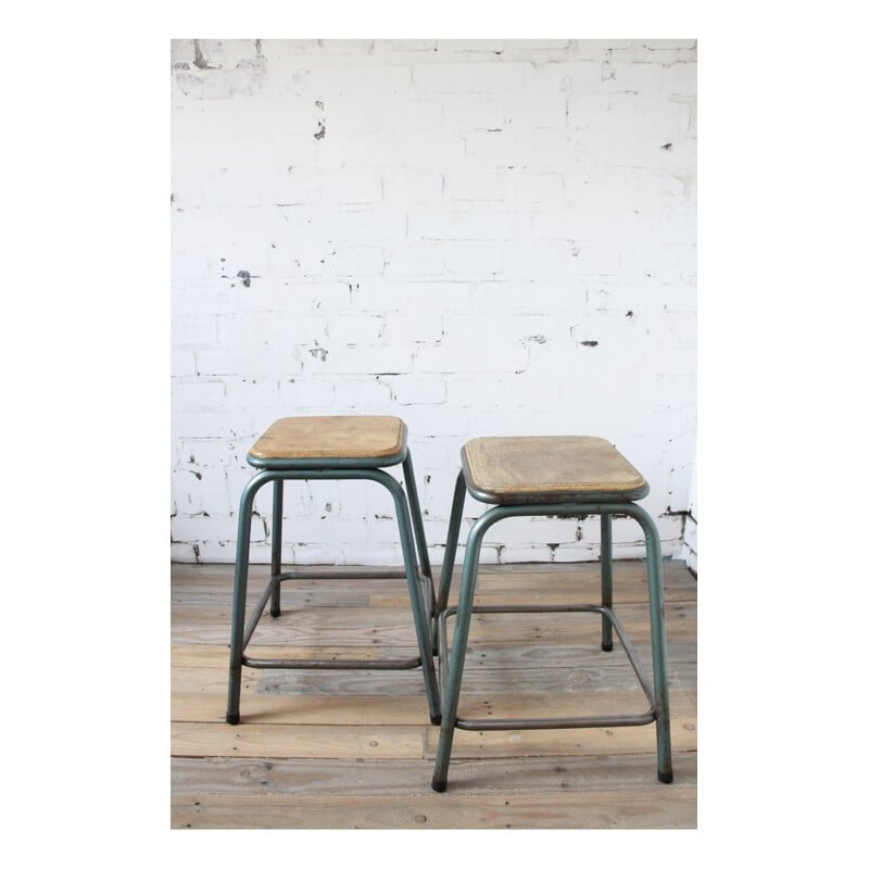Set of 2 industrial stools by Gaston Cavaillon for Mullca