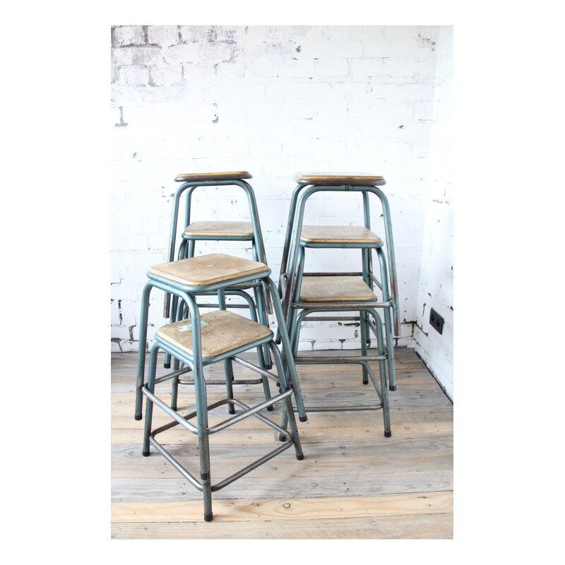 Set of 8 industrial stools by Gaston Cavaillon for Mullca