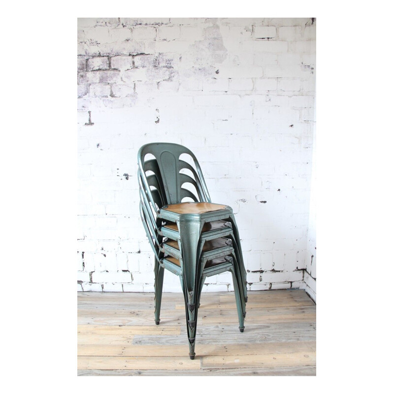 Set of 4 green fibrocit chairs