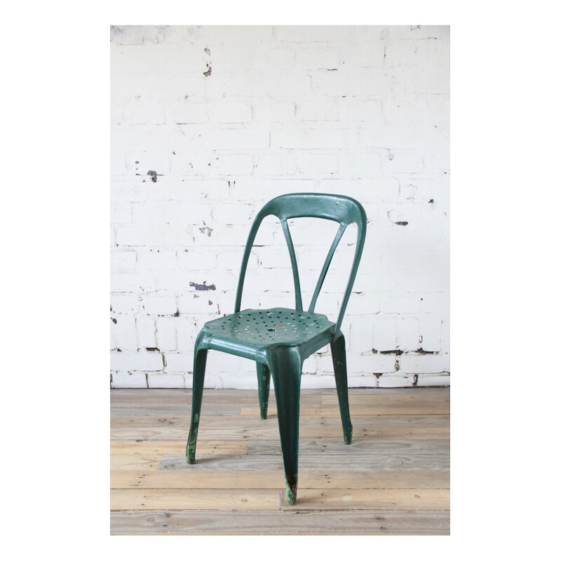 Set of 6 vintage dark green chairs by Joseph Mathieu