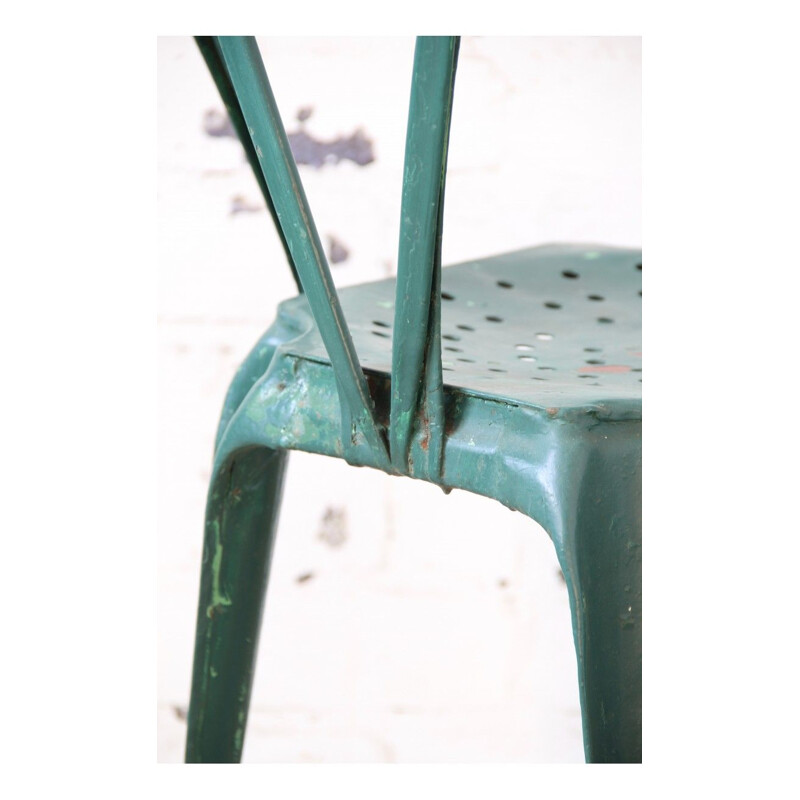 Set of 6 vintage dark green chairs by Joseph Mathieu