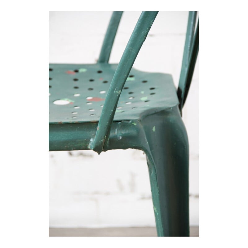 Suite de 6 chaises vintage vert foncé par Joseph Mathieu