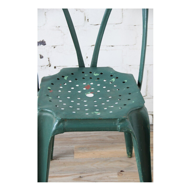Suite de 6 chaises vintage vert foncé par Joseph Mathieu