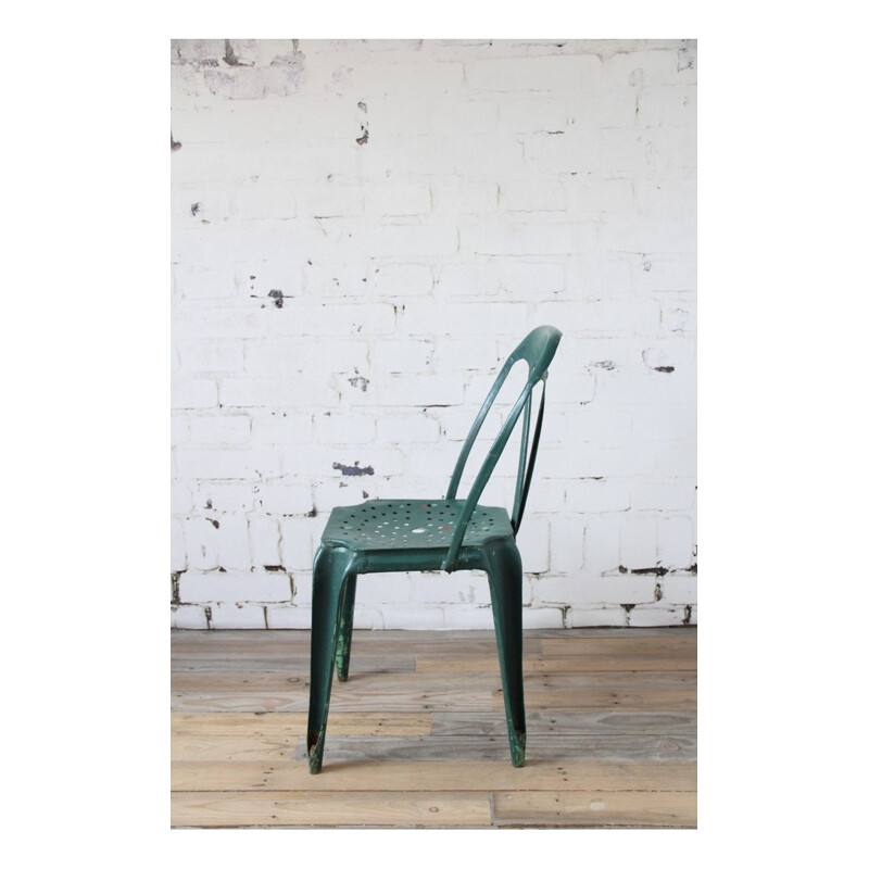 Set of 6 vintage dark green chairs by Joseph Mathieu