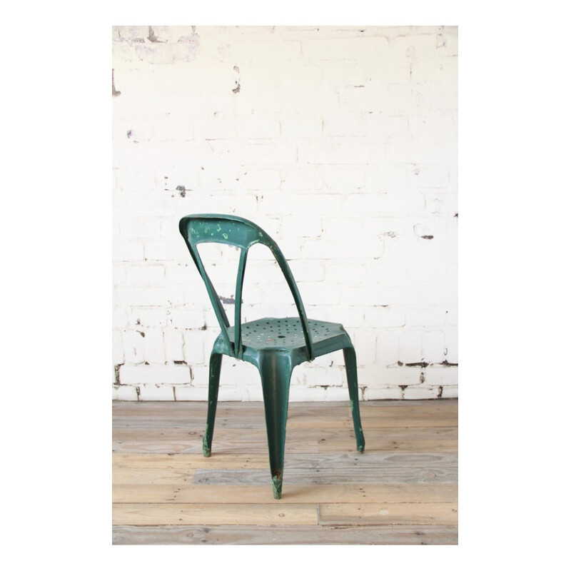 Set of 6 vintage dark green chairs by Joseph Mathieu