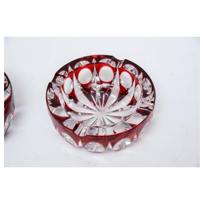 Set of 2 ashtrays in crystal by Saint Louis