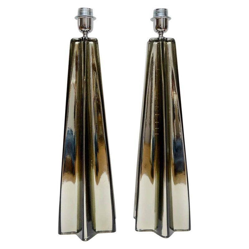 Vintage set of 2 Murano glass lamps