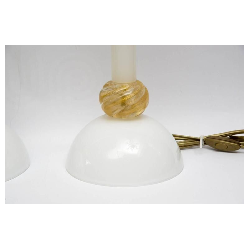 Vintage set of 2 Murano glass lamps