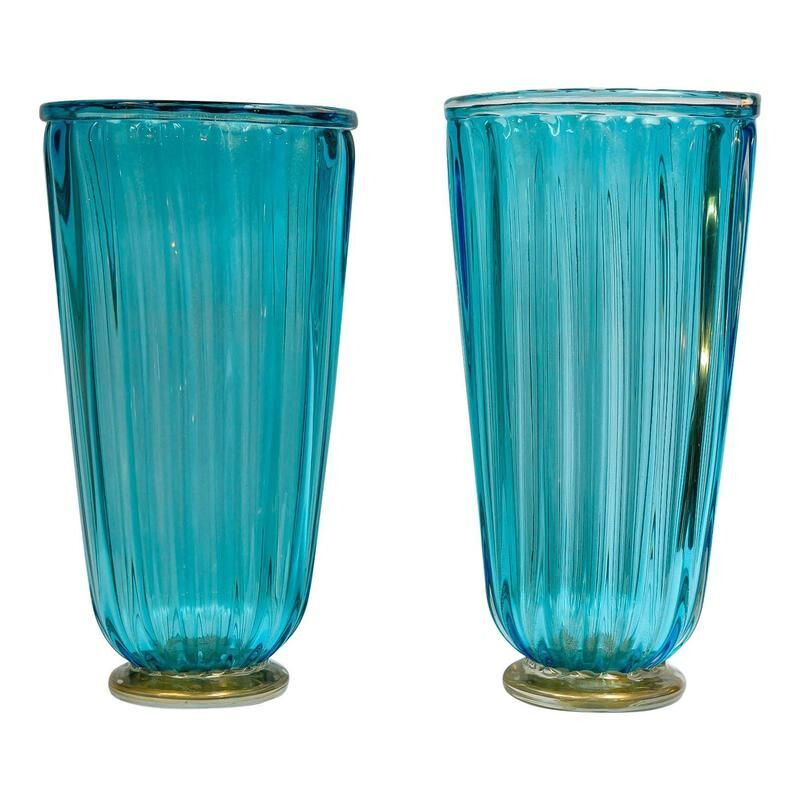 Vintage set of 2 vases in Murano glass