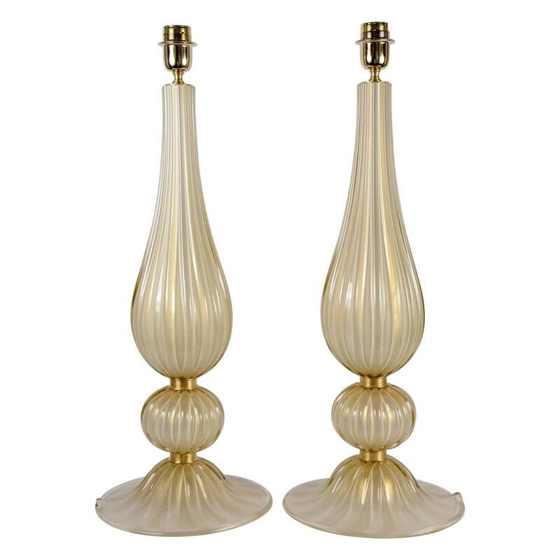 Vintage set of 2 lamps in Murano glass