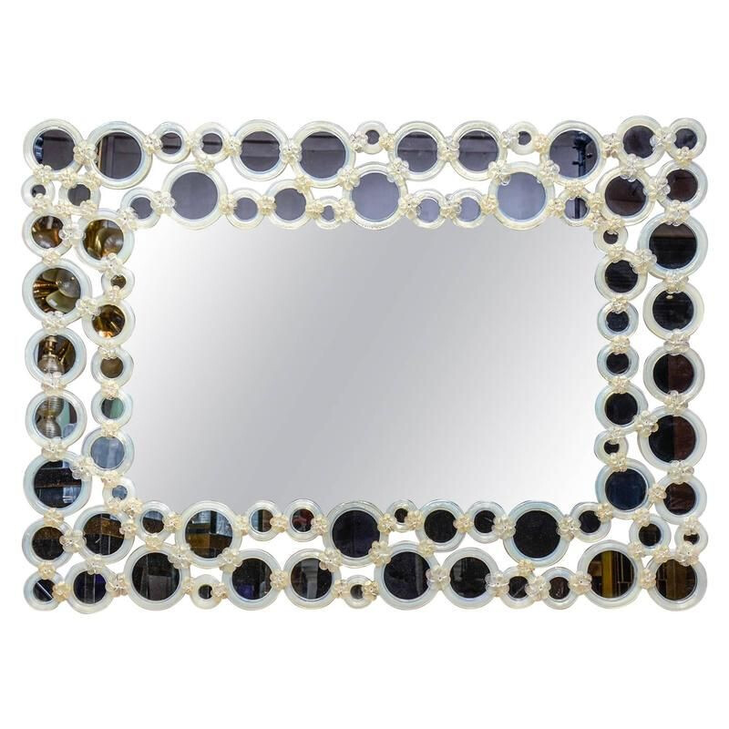 Vintage mirror in Murano glass and circles in opaline